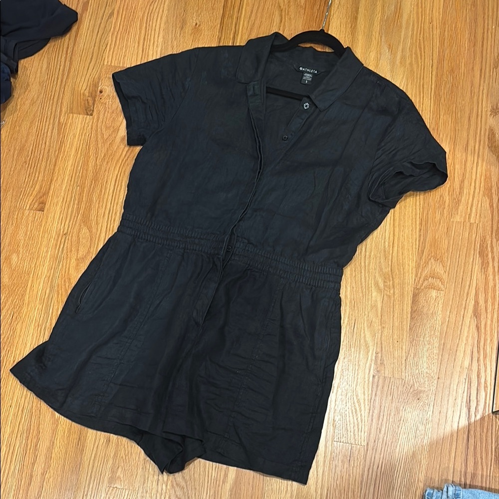 Athleta Black Linen Romper